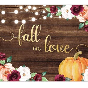 Fall in Love backdrop, Autumn Maple Leaves Background for Fall Themed Bridal Shower, Engagement, Bachelorette Party, Fall Bride to be Banner