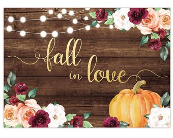 Fall in Love Backdrop, Autumn Maple Leaves Background for Fall