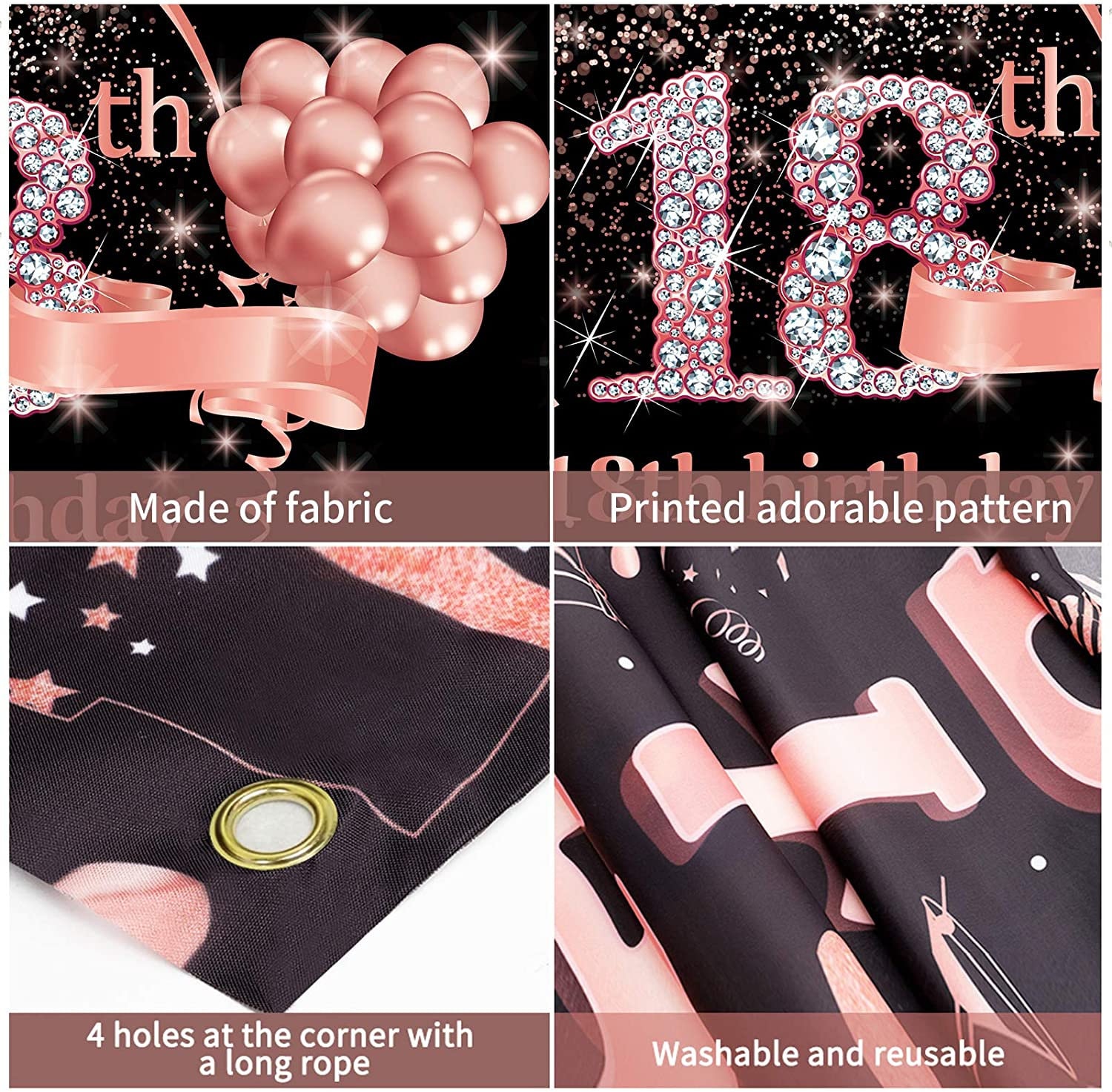 Banner De Fotos Para 18 Cumpleaños De Chica – Decoración En Rosa Dorado Con 18 Tarjetas Marco, Incluye Hilo De 300 Cm Y Aguja, Regalo Para Mayoría De Edad
