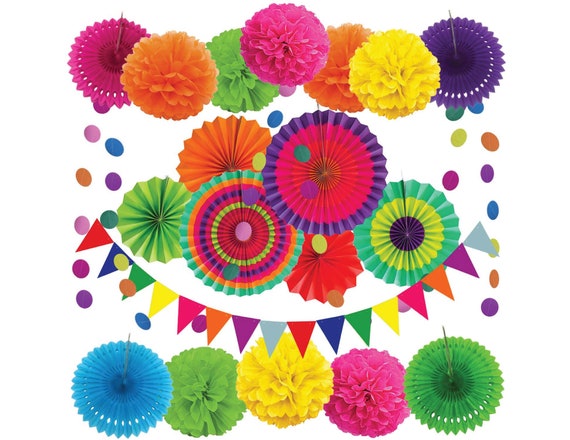 Mexican Fiesta Party Decorations, Multi-color Hanging Birthday