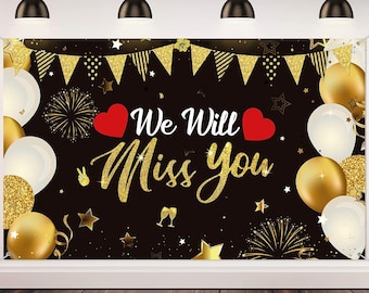 We Will Miss You Party Backdrop for Farewell Party Decorations, Going Away goodbye Party Banner, Coworker Leaving Retirement Theme
