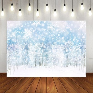 Aperturee Tension Fabric Backdrop, Winter Wonderland Snow Forest Christmas Tree Decor