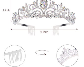 Silver Crystal Princess Crown and Glitzy Birthday Queen Sash Party Set Amazon.com: CAVETEE  main image 3