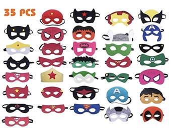 Superhero Masks Pack of 35, Superhero Party Favors, Superhero Themed Party Favors Supplies for Boys or Girls
