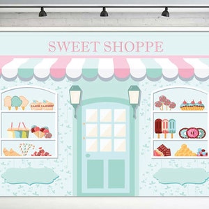 Ice cream Birthday Backdrop, Ice cream Shop Vinyl Photo Background 7x5ft, Blue Ice cream Theme Birthday Banner Backdrops for Girls