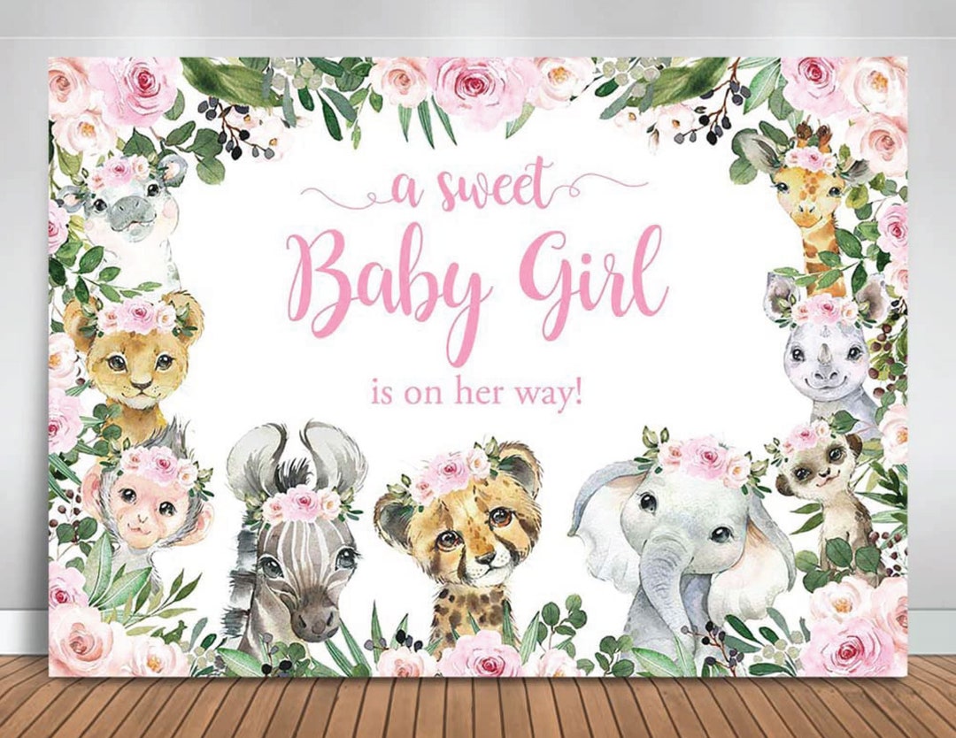 Safari Baby Shower Backdrop Jungle Safari Animals It's a Etsy