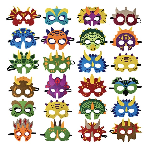 Dinosaur Masks Pack of 24, Dinosaur Party Favors, Dinosaur Themed Party Favors Supplies for Boys or Girls