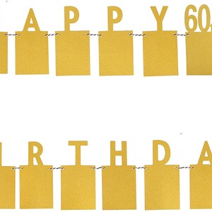 60th Birthday Photo Banner, 60th Birthday Banner Gold Glitter, 60th ...