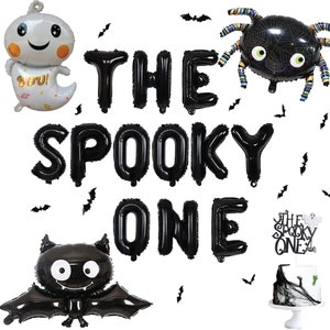 The Spooky One Balloon, Halloween 1st Birthday Balloon Decorations, Halloween Lovely Spider Ghost Bat Balloons Boy Girl First Birthday Party