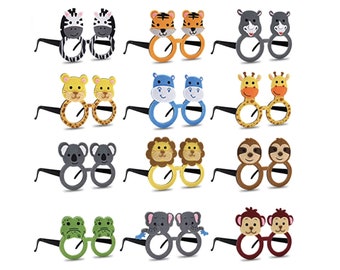 Jungle Safari Animals Glasses Pack of 12, Safari Party Favors, Zoo Animals Party Glasses, Jungle Animal Birthday Party Decor