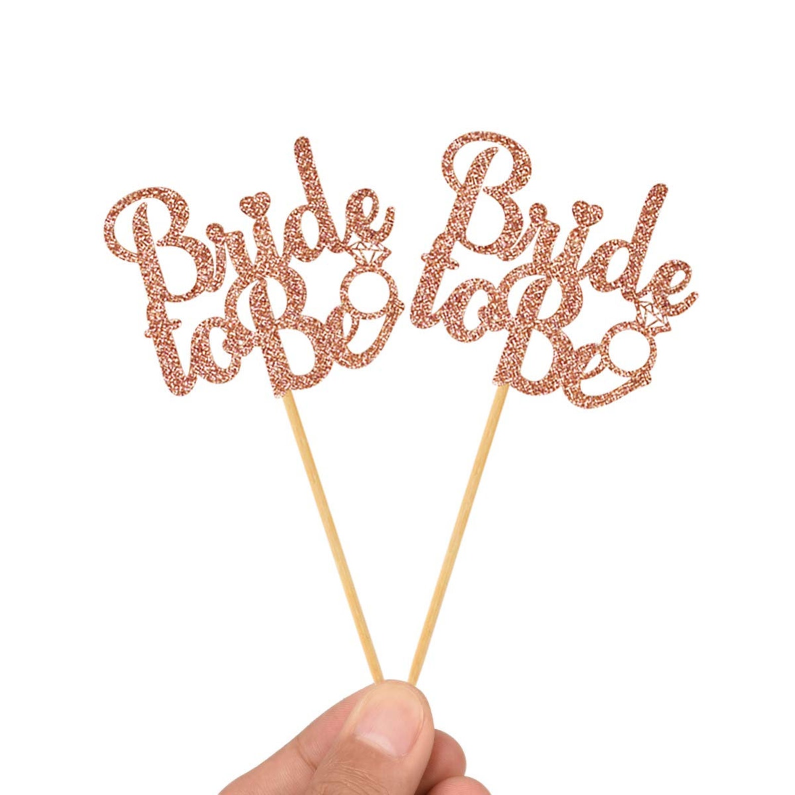 Bride To Be Cupcake Toppers Pack of 36 Rose Gold Glitter Etsy