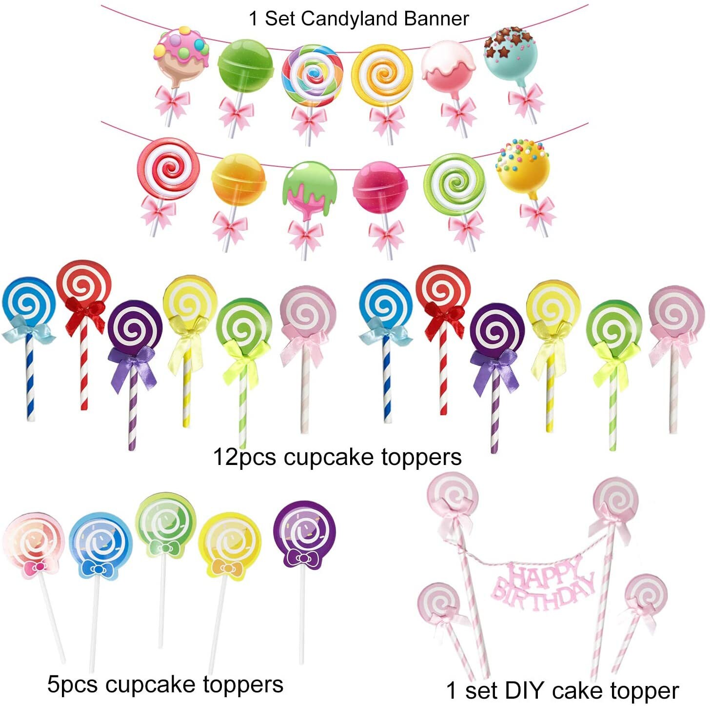 Candyland Birthday Party Decorations by HappyColorParty