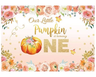 Our Little Pumpkin is Turning One Backdrop, Thanksgiving Fall Little Pumpkin 1st Birthday Banner Backdrop, Pumpkin First Birthday Decoration