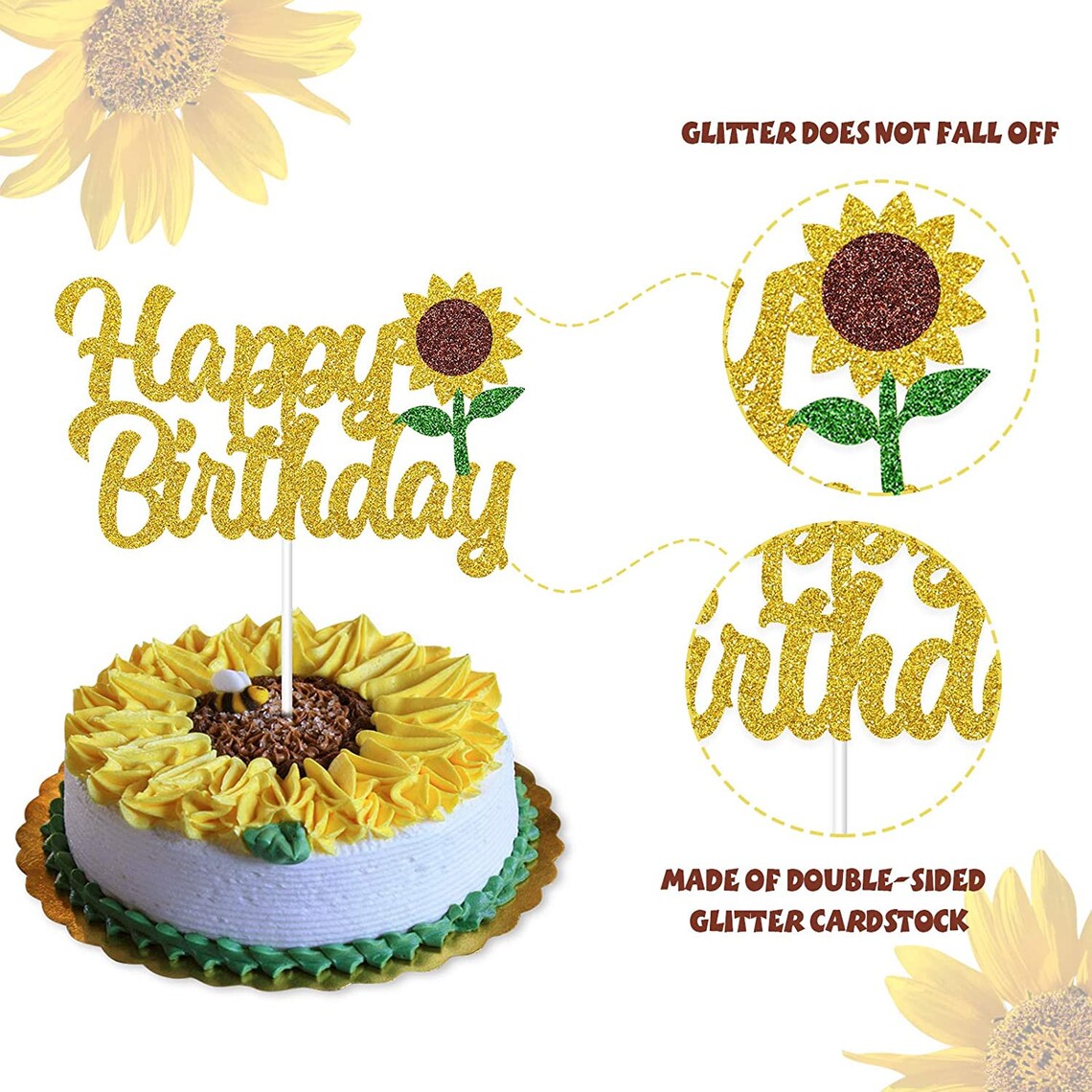 SUNFLOWER Cake Topper Sunflower Birthday Sunflower Party Etsy