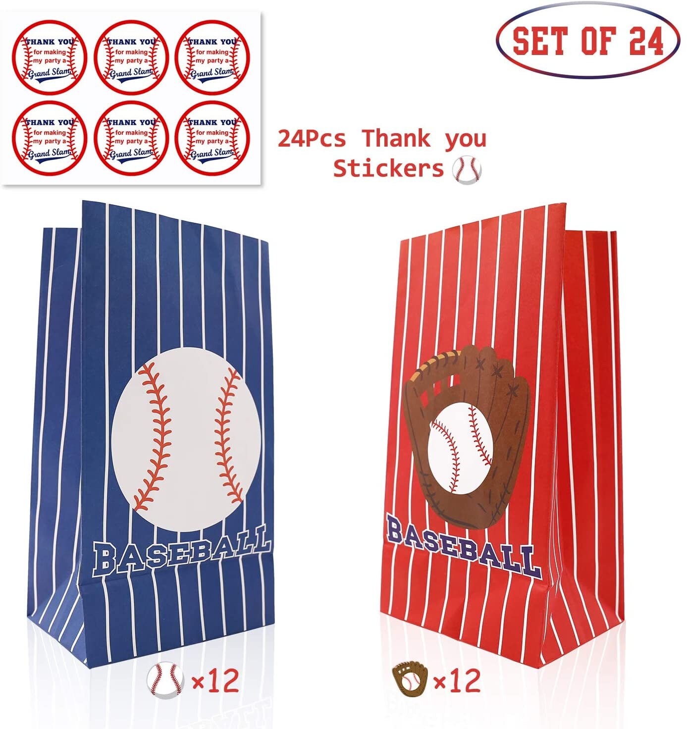 Baseball Treat Bags Pack of 24 Baseball Party Gift Bags with Etsy