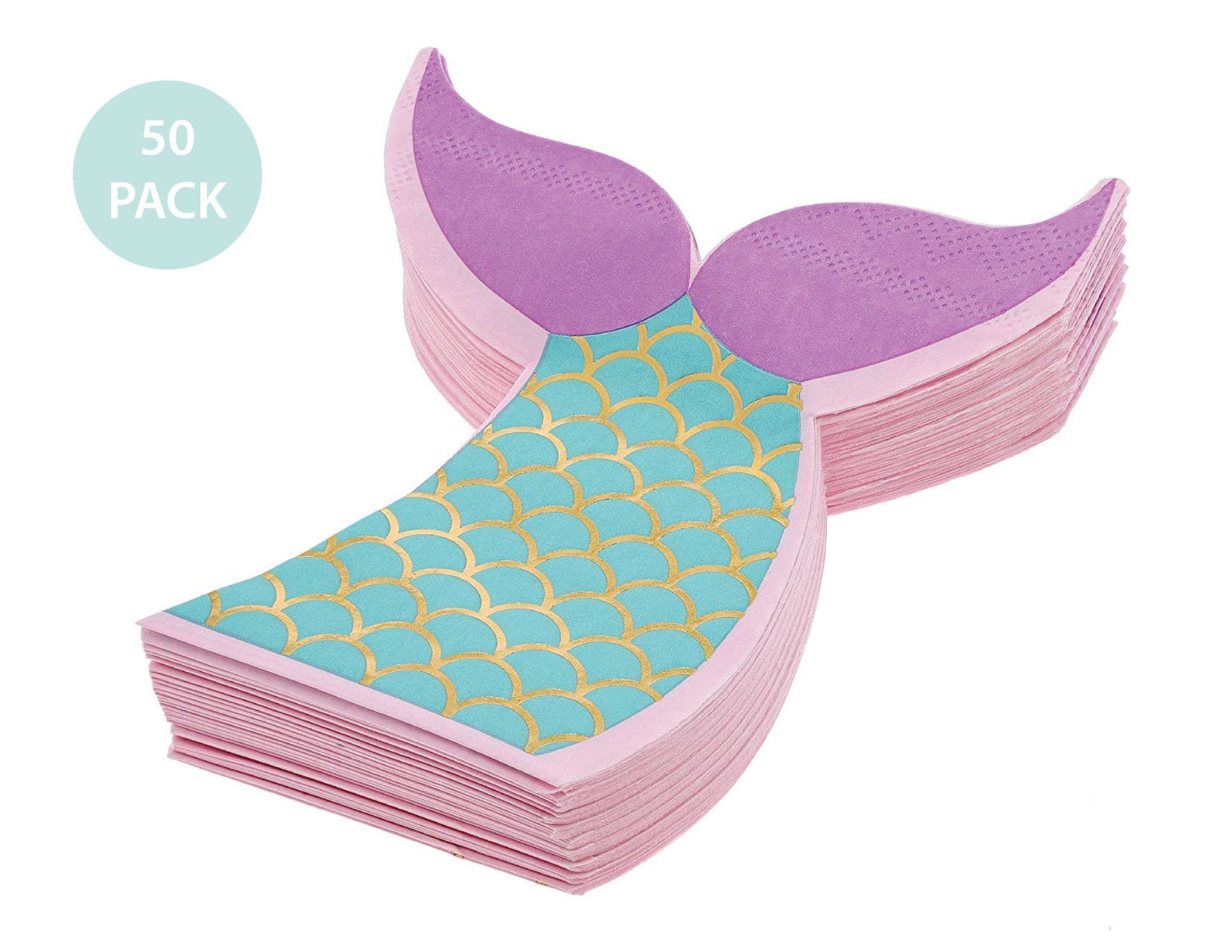 Mermaid Napkins 50 Pack Mermaid Tail Paper Napkins Mermaid Etsy