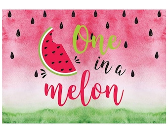 One in a Melon Backdrop Girl Watermelon 1st Birthday Vinyl Photo Background 7x5ft Summer Twotti Frutti Birthday Banner Backdrops for Girls