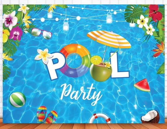 Pool Party Backdrop, Summer Beach Pool Party Decorations, Summer Pool Party  Banner for Kids Summer Swimming Birthday Photo Booth Props 7x5ft