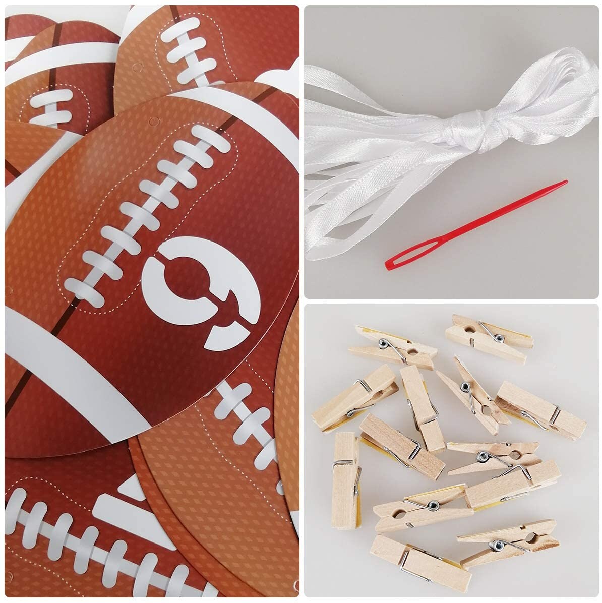 Football 1st Birthday Photo Banner - Monthly Milestone Bunting Garland For Baby's First Year