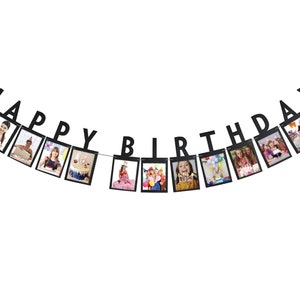 Birthday Photo Banner, Annual Milestone Happy Birthday Banner, Mens Back Banner, Milestone Photo Banner for Men and Women