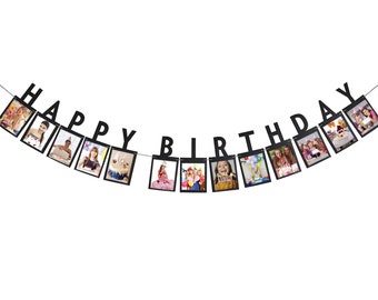 Birthday Photo Banner, Annual Milestone Happy Birthday Banner, Mens Back Banner, Milestone Photo Banner for Men and Women