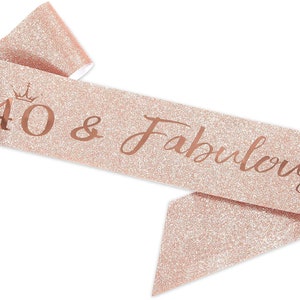 40th Birthday Sash and Tiara for Women, 40 & Fabulous Birthday Sash ...