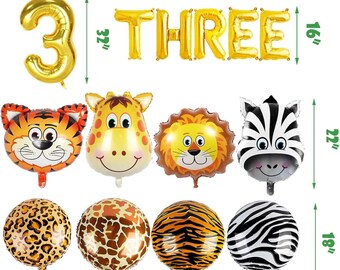 3. Geburtstag Deko-Set Safari, „Young Wild And Three“ – Ballons, Girlanden, Blätter In Rosa & Salbeigrün