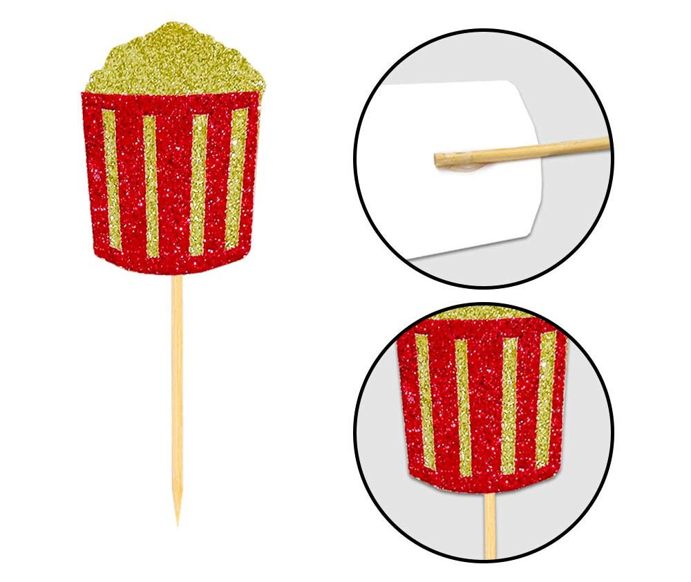Movie Night Cupcake Toppers 24 Pack, Hollywood Oscar Themed Party  Decorations, Movie Night Birthday Cupcake Toppers Food Picks 