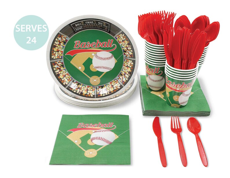 Baseball Birthday Paper Plates Baseball Birthday Party Supplies Serves