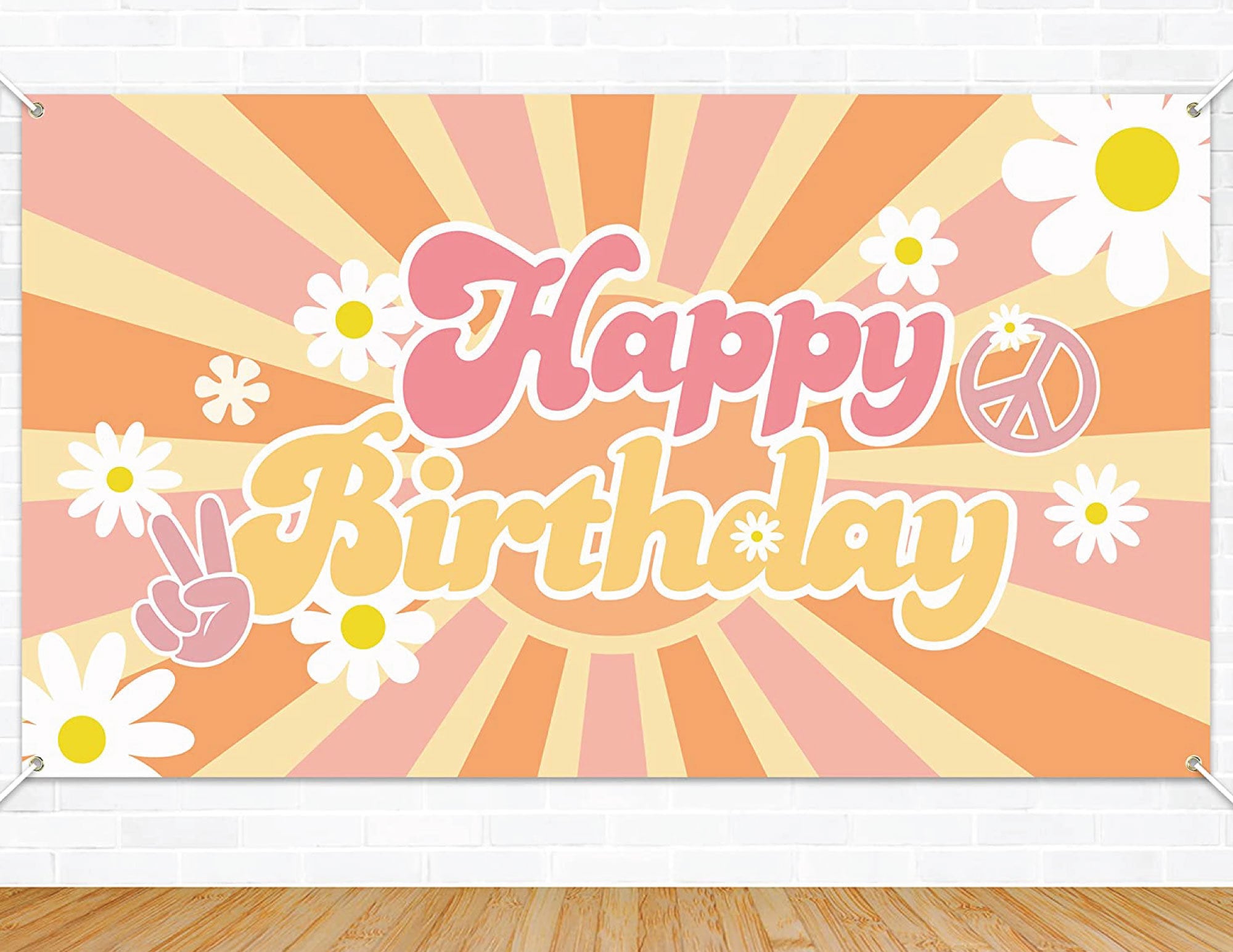 Groovy Birthday Backdrop for Retro Hippie Boho Party Decorations Daisy Flower Groovy Banner for Girls Hippie Theme Birthday