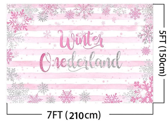 Onederland 1st Birthday Backdrop 5ft x 7ft for Girls Pink