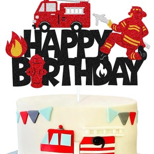 Fire Truck Birthday Cake Topper, Fire Truck Birthday Decor Kit, Firefighter Cake Topper, Fireman Theme Birthday Party Decoration Suppliers