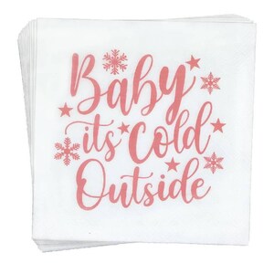 Baby It&#39;s Cold Outside Napkins 50PCS, Girl Winter Wonderland Baby Shower Paper Napkins, Snowflake Baby Shower Decorations Cocktail Napkins