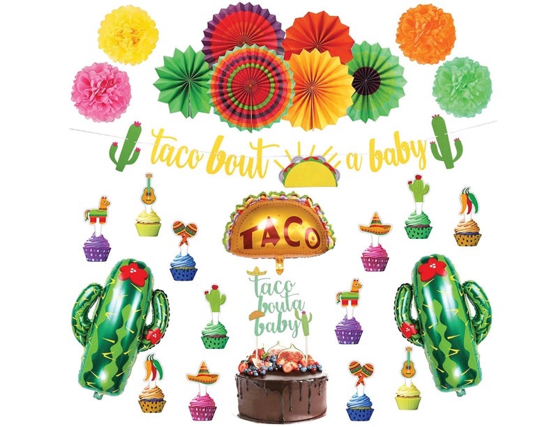 Taco Bout a Baby DecorationMexican Baby Shower Decoration Taco Bout a Baby Banner Cactus Balloons For Fiesta Baby Shower
