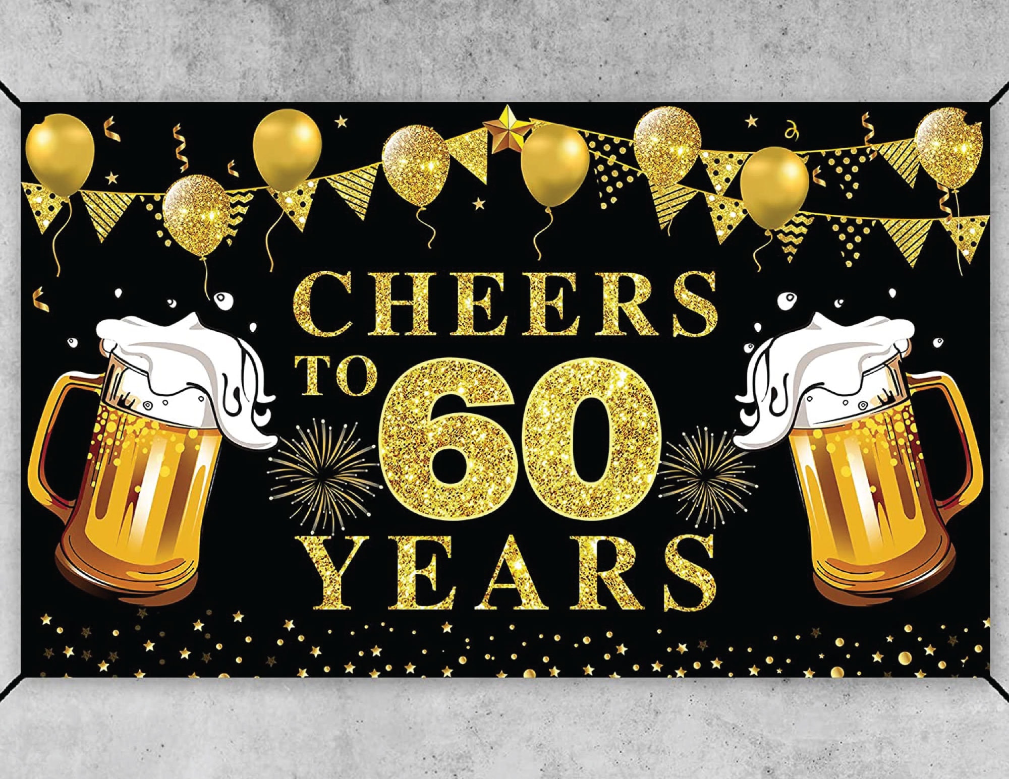 Ảnh Gold 60th birthday tarpaulin background cho ngày sinh nhật đáng nhớ