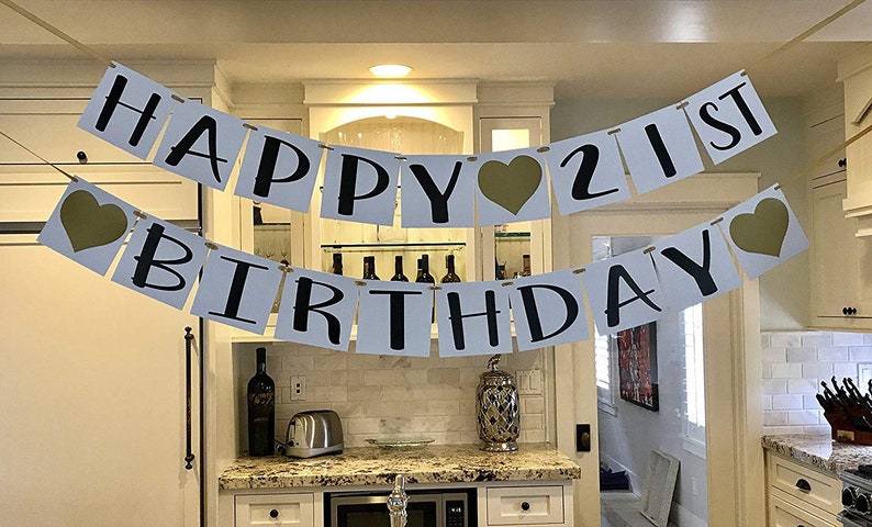 Birthday Party Supplies 21st Birthday Party Decorations 21st Birthday Party Banner Happy 21st Birthday Banner