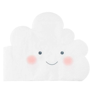 Cloud Napkins 50PCS, White Cloud Paper Napkins For Birthday Baby Shower, Smiling Cloud Birthday Decorations