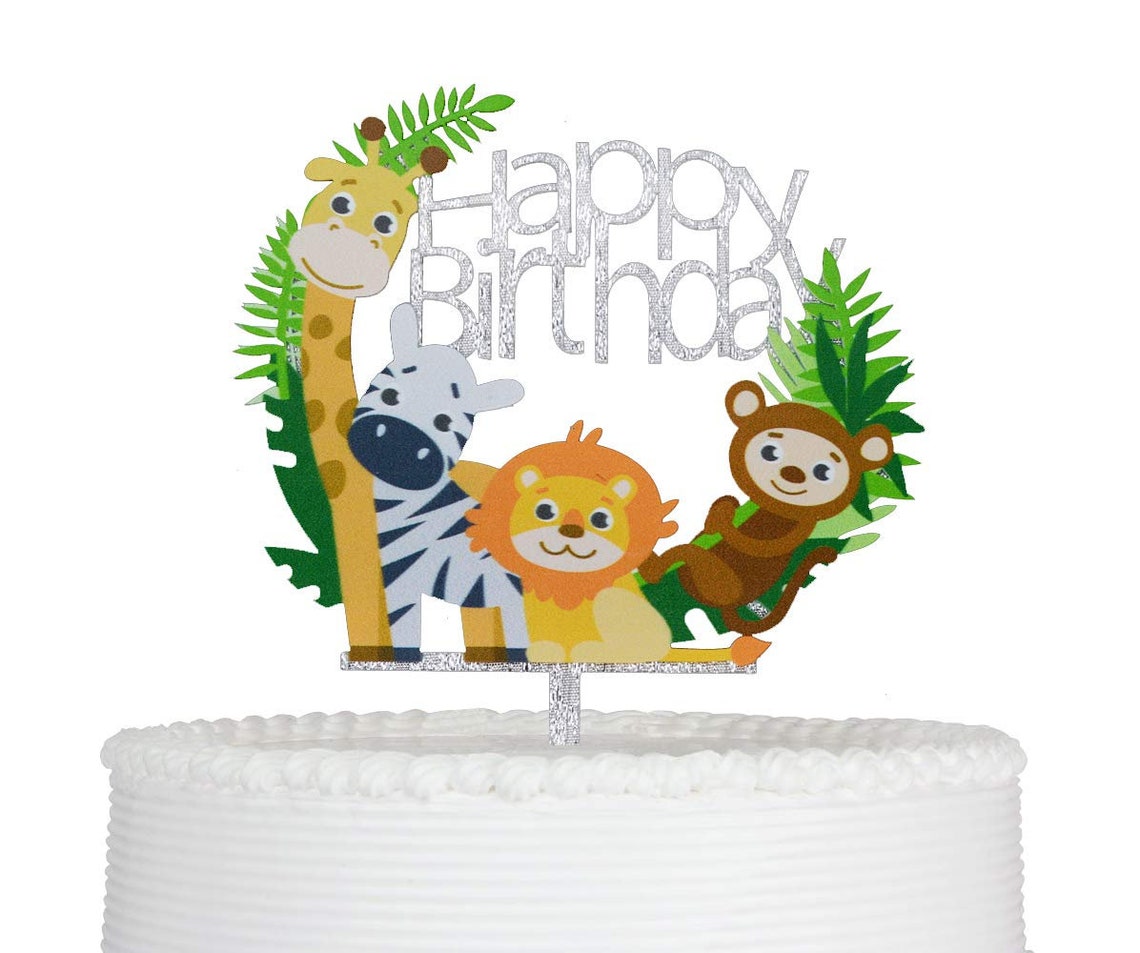 Safari Cake Topper Jungle Animals Cake Topper Zoo Birthday Etsy