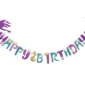 Mermaid Happy Birthday Banner, Little Mermaid Party Decorations, Under the Sea Birthday Banner, Under The Sea Party Decorations image 1