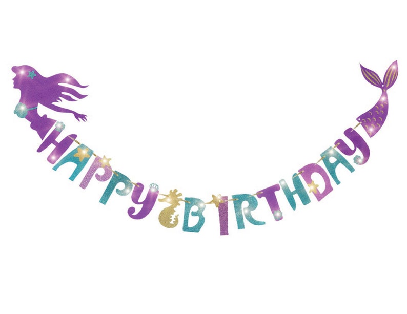 Mermaid Happy Birthday Banner, Little Mermaid Party Decorations, Under the Sea Birthday Banner, Under The Sea Party Decorations image 1