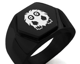 Tioneer Stainless Steel Four Leaf Clover Heart Geometric Pattern Biker Style Polished Ring