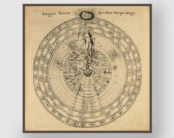 Alchemist Robert Fludd As Above So Below - print - 17th century wood cut The Great Chain of Being Sophia Goddess of Wisdom