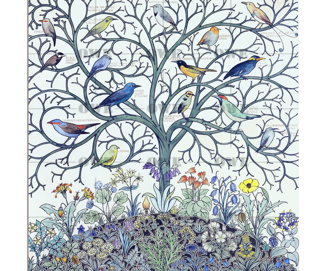 Birds words Tree of life アート作品 ポスター 20cm / TREE OF HOPE – BIRDS' WORDS