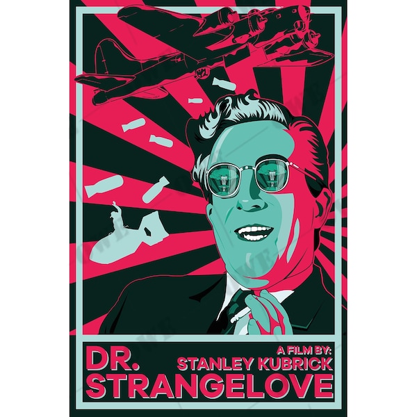 Dr STRANGELOVE movie poster Kubrick movie English retro poster Mid Century artwork ready to frame Dorm room art movie poster 1960s