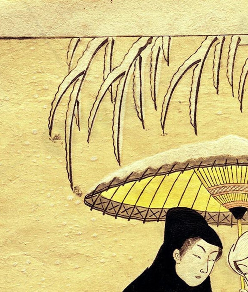 Japanese art poster print Suzuki Harunobu Lovers Walking in the Snow/'