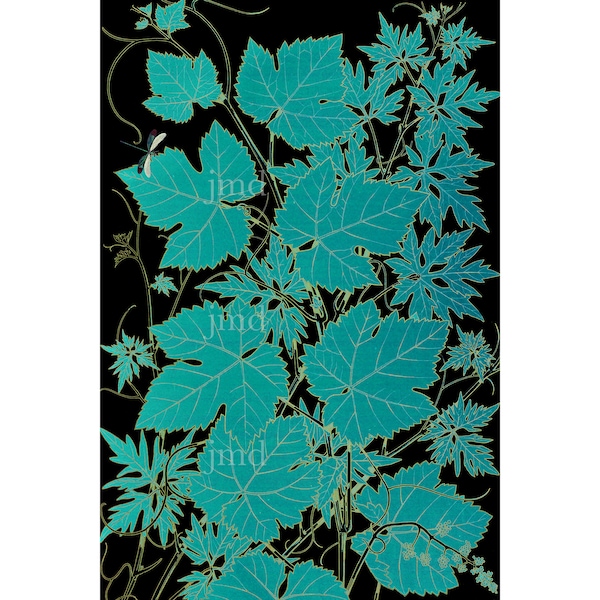 Digital download  print at home TEAL Leaves art  printable vertically or horizontally Julie McDowell