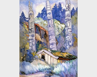 Emily Carr - Haida Gwaii Totems Cha atl - Queen Charlotte Islands - 1912
