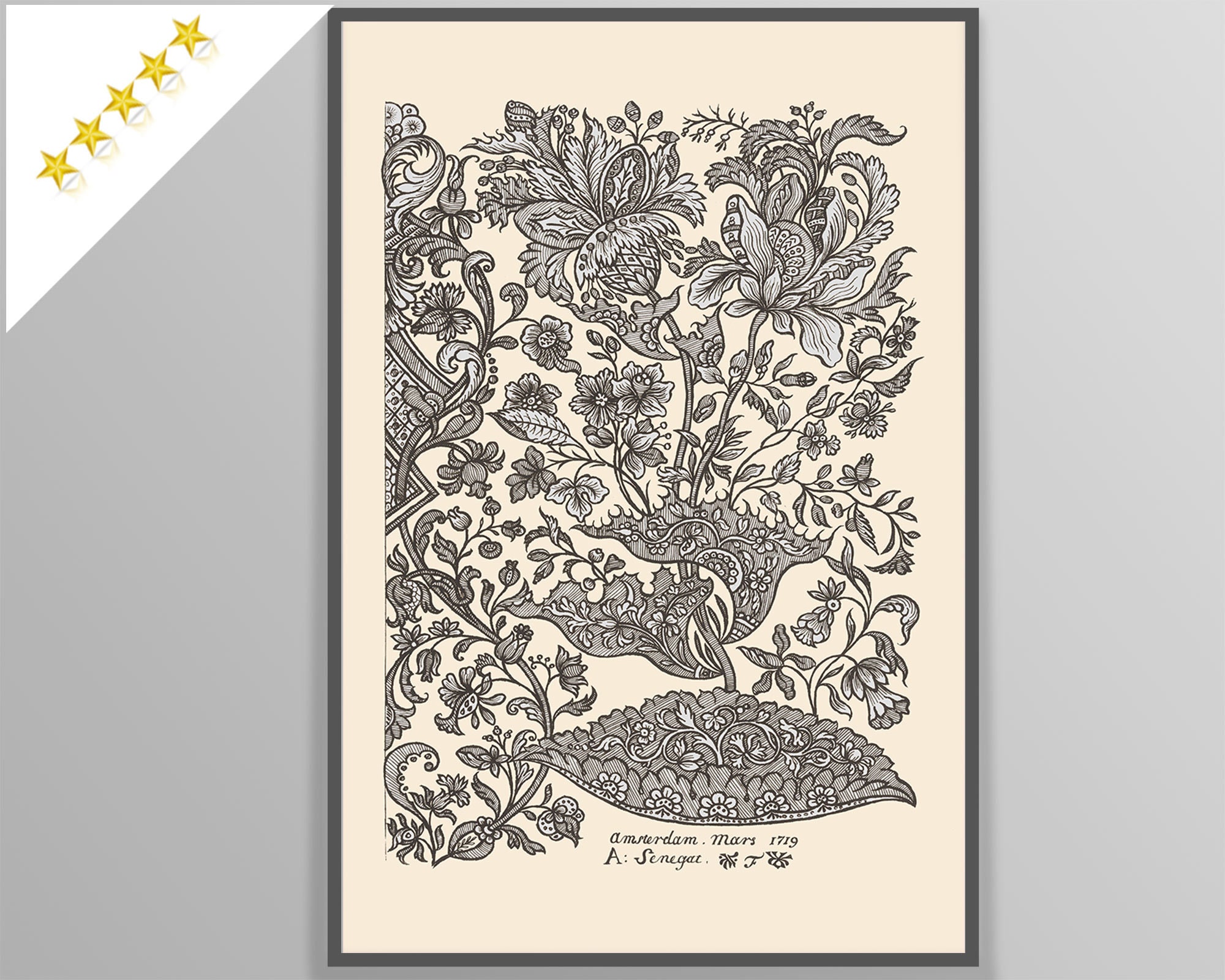 Alexander Senegat textile print, one of seven prints available by C18th designer Alexander Senegat #3