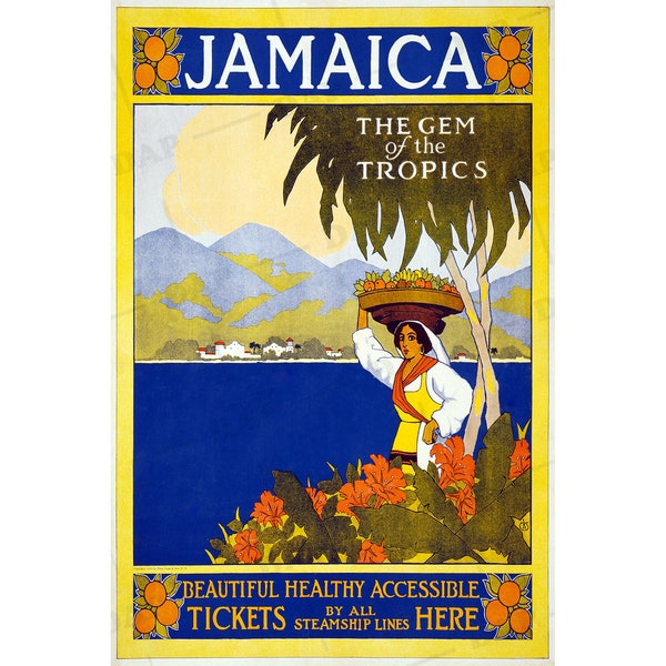 Jamaica tourism advert 1910 Thomas Cook cruise line reproduced onto fine art paper