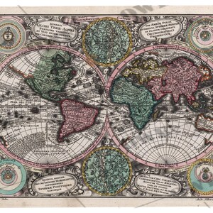 Vintage Poster Weltkarte datiert 1744